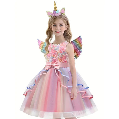 Elegant Children Princess Dress For Girls Birthday Evening Party Flower Girls Wedding Dress UP Kids Carnival Costume Vestidos