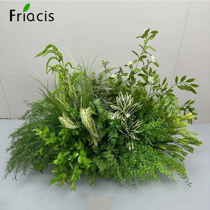 Green Plants Leaf Rose Flower Row Wedding Silk Table Floral Commercial Plaza Partition Hotel Scene Layout Floor Flowers Decor