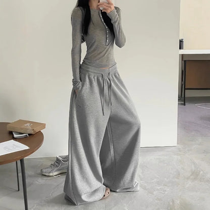 High Quality American Sporty Casual Pants Women's Loose Wide Leg Pants Jazz Dance Loose Trousers Autumn Seasonal Wear