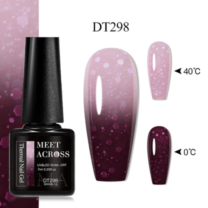 MEET ACROSS 75 Colors Thermal Nail Gel Polish 3 Colors Changing Nail Art Supplies for Manicure DIY Design Long Lasting UV/LED