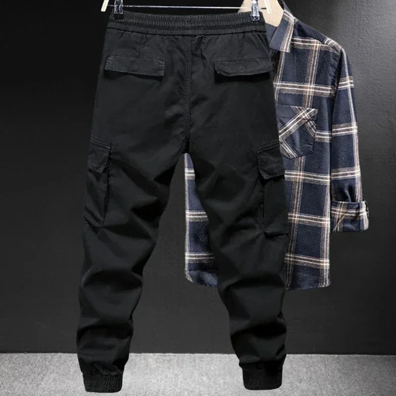 Trousers Man Motorcycle Winter Black Cargo Pants for Men Biker Fleece-lined Nylon Emo Fashion Plus Size High Quality Designer
