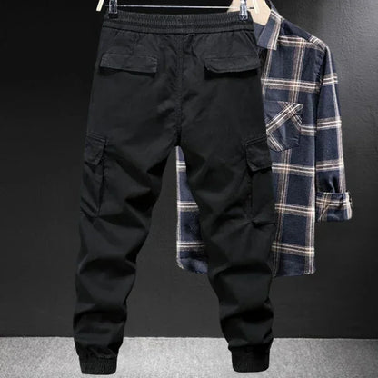 Trousers Man Motorcycle Winter Black Cargo Pants for Men Biker Fleece-lined Nylon Emo Fashion Plus Size High Quality Designer