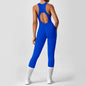 Women's Fashionable Solid Color Round Neck Tight Back Yoga Suit Yoga Jumpsuit Sports Overalls Gym Clothing Set Sexy Yoga Clothes