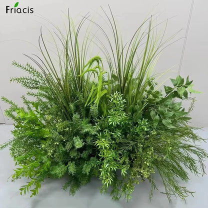 Green Plants Leaf Rose Flower Row Wedding Silk Table Floral Commercial Plaza Partition Hotel Scene Layout Floor Flowers Decor