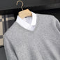 Autumn/Winter New Men's 100% Cashmere Pullover Business Casual Solid Knitted Sweater Loose V-neck Tops Basic Thick Warm Jumper