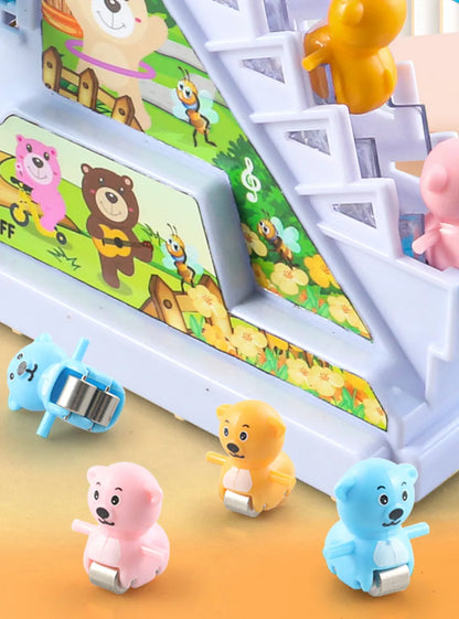 Electric Duck Track Rail Racing Slide Duckling Climbing Stairs Baby Toy LED Lights Musical Slide Roller Coaster Toys for Gift