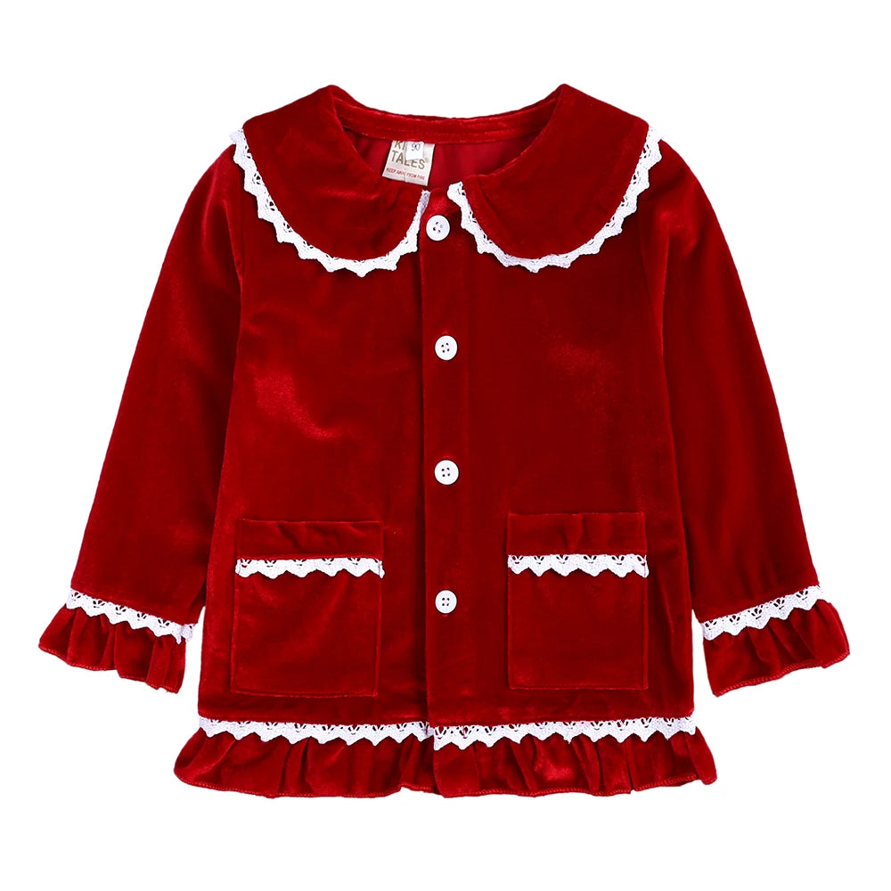 2025 Custom Christmas Pyjamas For Family Red Velvet Warm Kids Sets Boy Girl Clothes Xmas Set Children Costume Casual Homewear