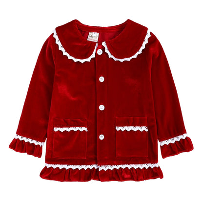 2025 Custom Christmas Pyjamas For Family Red Velvet Warm Kids Sets Boy Girl Clothes Xmas Set Children Costume Casual Homewear