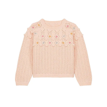 Kids Sweaters 2025 Winter Autumn LM Embroidery Girls Princess Dress Fashion Handmade Cardigan Knit Outwear Coat Clothing