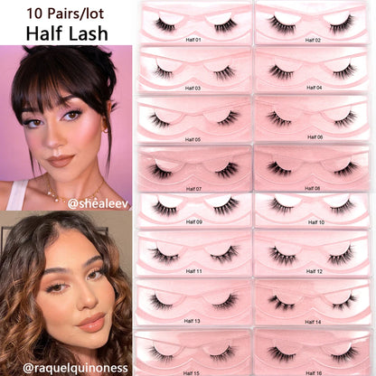 10 Pairs/Lot Visofree Half Lashes Wispy Natural Mink Half False Eyelashes Vegan Fake Eyelash Fluttery Half Lash Extension Makeup