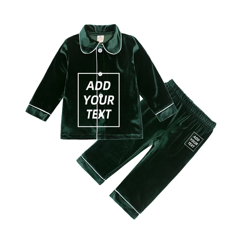 2025 Custom Christmas Pyjamas For Family Red Velvet Warm Kids Sets Boy Girl Clothes Xmas Set Children Costume Casual Homewear
