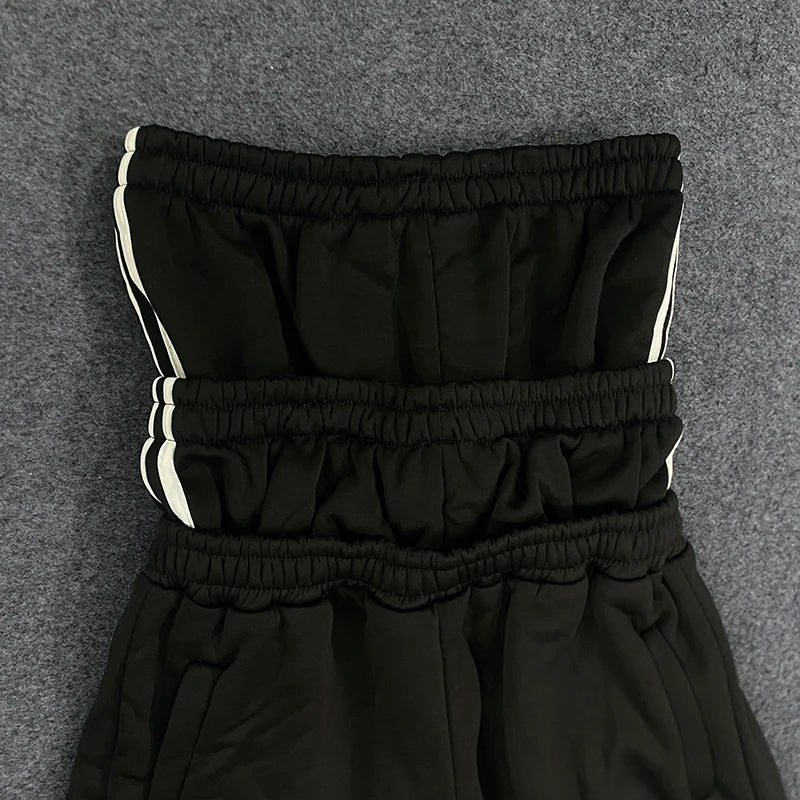 Trendy Wide Leg Pants Three Waist Letter Print Street Style Fashionable Sweatpants