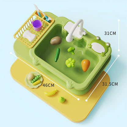 Kids Kitchen Sink Dishwasher Play Set Toys Water Running Pretend Food Fishing Toys Role Play Kids Birthday Gifts Imaginative Fun