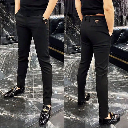 2025 Men's Spring Summer Fashion Business Casual Long Pants Suit Pants Male Elastic Straight Formal Trousers Plus Big Size 29-38