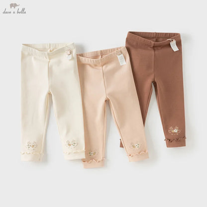 Dave Bella Children's Pants Autumn Girls Baby Elastic Leggings Pants Baby Casual Antibacterial Pants Sport Outdoor DB3252653