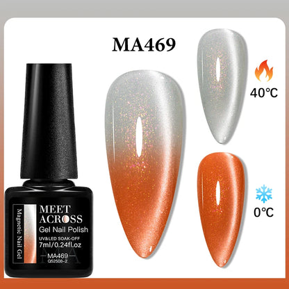 MEET ACROSS 75 Colors Thermal Nail Gel Polish 3 Colors Changing Nail Art Supplies for Manicure DIY Design Long Lasting UV/LED
