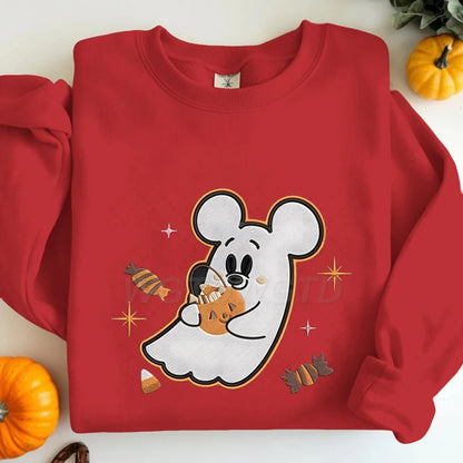 Couples Matching Halloween Sweatshirt Cartoon Cute Mickey Minnie Spooky Ghost Graphic Print Sweatshirts Halloween Couple Clothes