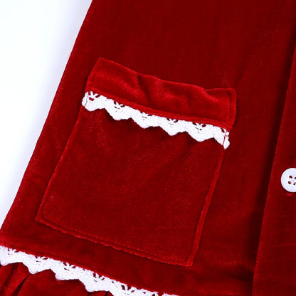 2025 Custom Christmas Pyjamas For Family Red Velvet Warm Kids Sets Boy Girl Clothes Xmas Set Children Costume Casual Homewear