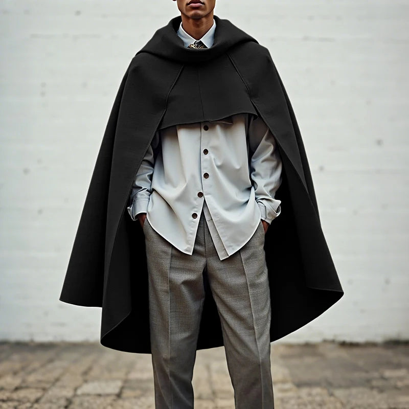 INCERUN Men Cloak Cape Solid Color Loose Casual Male Irregular Trench Streetwear 2025 Fashion Coats Long Style Ponchos Men