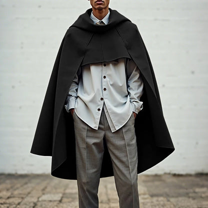INCERUN Men Cloak Cape Solid Color Loose Casual Male Irregular Trench Streetwear 2025 Fashion Coats Long Style Ponchos Men