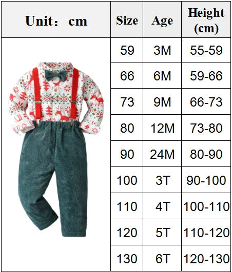 Boys' Christmas Print Set Children Boutique Clothing Suit 1-6 Years Baby Infant Green Corduroy Pants Outfit Festival Costume