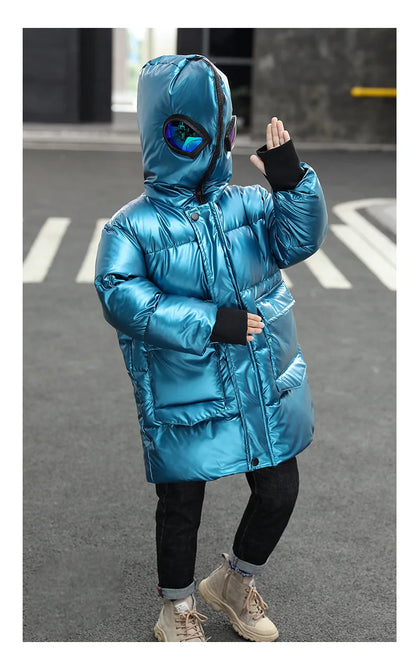Boys Down Jacket Coat Overcoat Cotton 2022 Sliver Warm Plus Thicken Winter  Teenager Children's Clothing