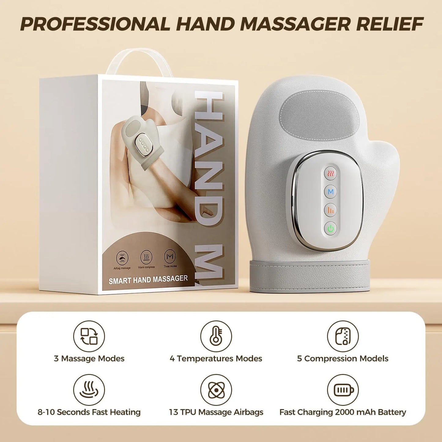 NEW Electric Hand Massager with Airbag Compress Carpal Tunnel Wrist Finger Massagers Portable Vibrating Gloves Kneading Rollers
