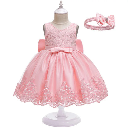 3D Flower Girls Party Princess Dress for Baby Christmas Gown 1-10 Yrs Birthday Bow Tulle Bridemaid Dresses Wedding Kids Clothing