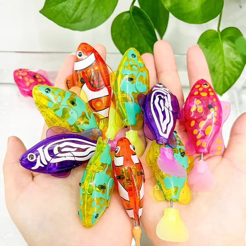 Luminous Kids Toys Electronic Swimming Fish Activated Glow Pet Toy for Kids & Cats, Bath/Pool Interactive Toy, Baby Shower Gift