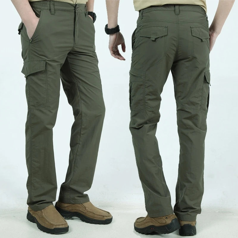 2025 Man Pants Spring Summer Quick-dry Tactical Cargo Pants Men's Multi-pocket Casual Pants Outdoor Hhiking Breathable Pants