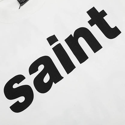 Simple Classic Letters Logo Printing Saint T Shirt Men Women Couple Casual Fashion Tee Tops Oversized White T-Shirt With Tag