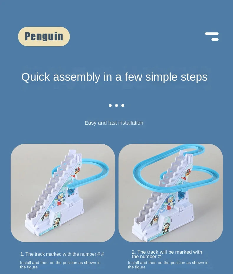 Electric Duck Track Rail Racing Slide Duckling Climbing Stairs Baby Toy LED Lights Musical Slide Roller Coaster Toys for Gift