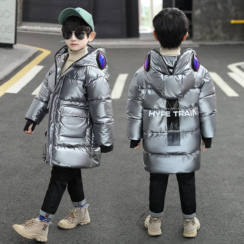 Boys Down Jacket Coat Overcoat Cotton 2022 Sliver Warm Plus Thicken Winter  Teenager Children's Clothing