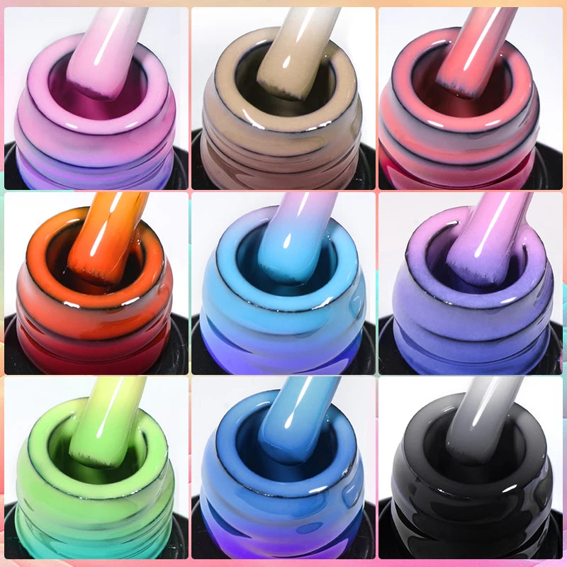 MEET ACROSS 75 Colors Thermal Nail Gel Polish 3 Colors Changing Nail Art Supplies for Manicure DIY Design Long Lasting UV/LED