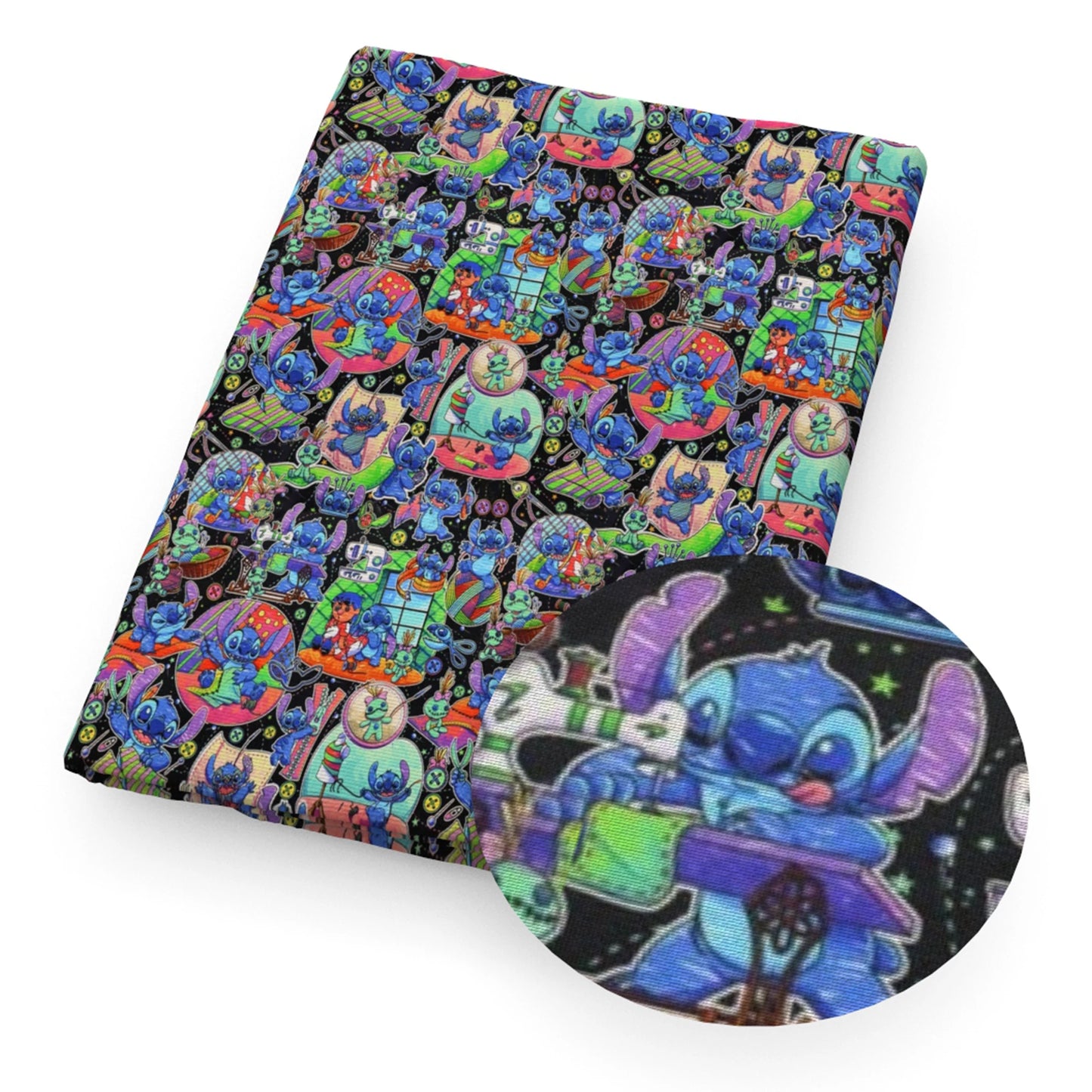 Lilo e Stitch Cartoon Fabrics Tape, Algodão poliéster a metro, Pano de costura, Vestir, Artesanato DIY, Tecido caseiro, 50x145cm