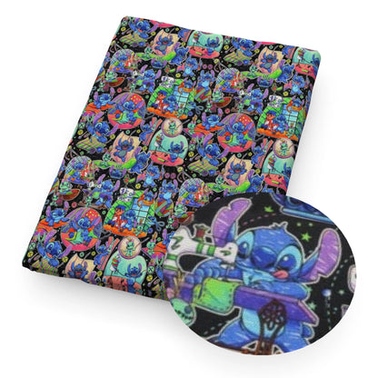 Lilo e Stitch Cartoon Fabrics Tape, Algodão poliéster a metro, Pano de costura, Vestir, Artesanato DIY, Tecido caseiro, 50x145cm