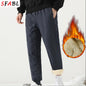 Thick Warm Pants Men Winter Windproof Outdoor Sports Trousers Men's Pants Fleece Lining Winter Thicken Fleece Sweatpants for Men