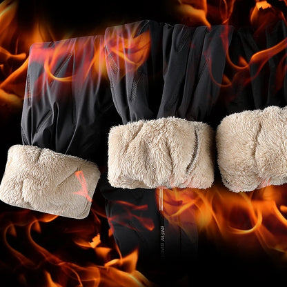 Thick Warm Pants Men Winter Windproof Outdoor Sports Trousers Men's Pants Fleece Lining Winter Thicken Fleece Sweatpants for Men