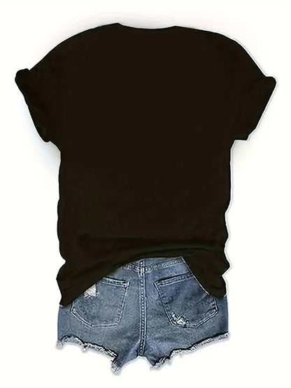 Summer women's MTV leopard print letter graphic print fashionable casual sports loose round neck short sleeved T-shirt top