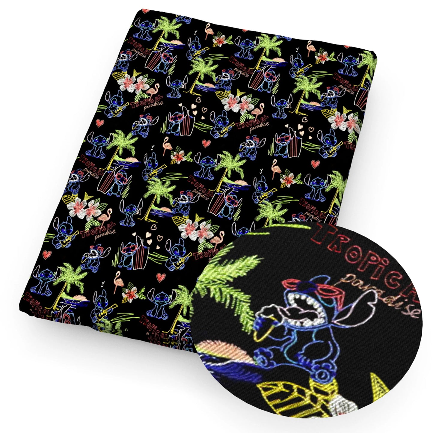 Lilo e Stitch Cartoon Fabrics Tape, Algodão poliéster a metro, Pano de costura, Vestir, Artesanato DIY, Tecido caseiro, 50x145cm