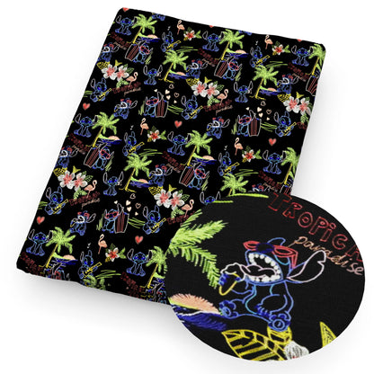 Lilo e Stitch Cartoon Fabrics Tape, Algodão poliéster a metro, Pano de costura, Vestir, Artesanato DIY, Tecido caseiro, 50x145cm