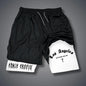 Men 2 in 1 Sports Shorts Gothic Pattern Short Pants Fitness Running Pant Sportswear Casual Shorts Summer Drawstring Jogging Pant