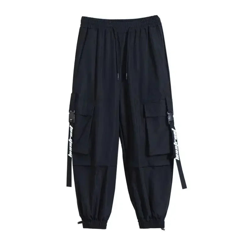 Streetwear Men's Jogger Cargo Pants Loose Fit Elastic Ankles for Autumn Korean Style Casual and Versatile Sports Pants S-3XL