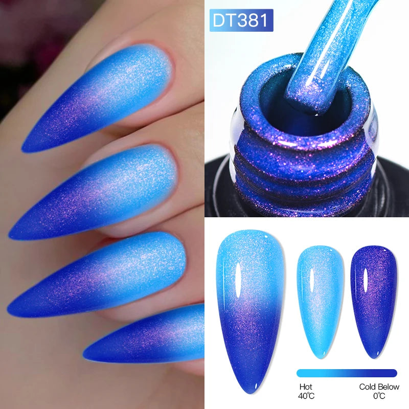 MEET ACROSS 75 Colors Thermal Nail Gel Polish 3 Colors Changing Nail Art Supplies for Manicure DIY Design Long Lasting UV/LED