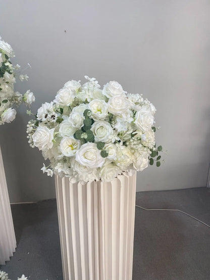 Customized hydrangea Rose Aritificial Flower Ball Road Leading White Silk Flower Ball Wedding Decoration Table Centrepiece decor