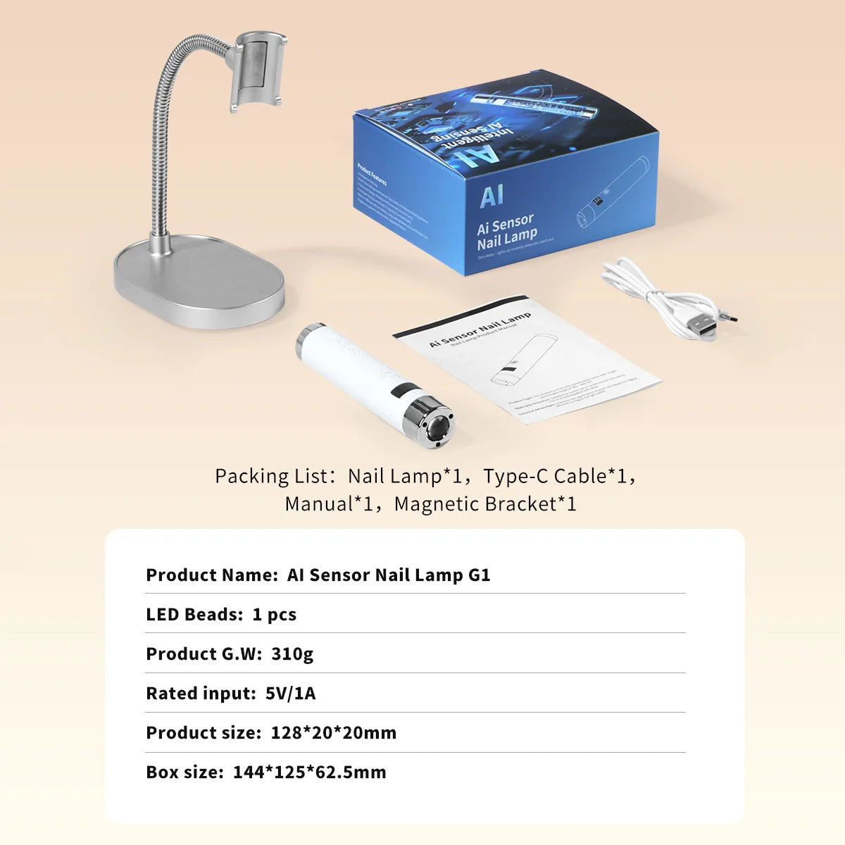 Cabine UV LED Portátil para Unhas - Sensor Inteligente