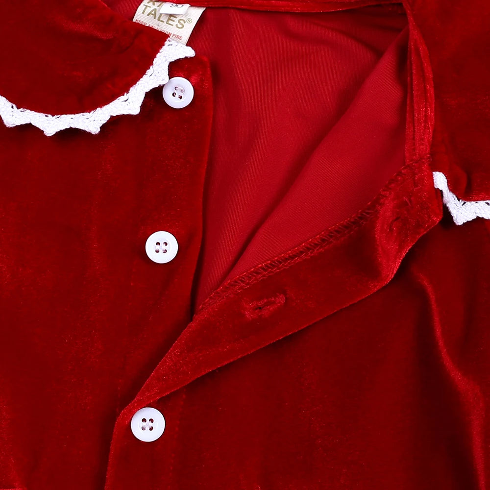 2025 Custom Christmas Pyjamas For Family Red Velvet Warm Kids Sets Boy Girl Clothes Xmas Set Children Costume Casual Homewear