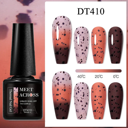 MEET ACROSS 75 Colors Thermal Nail Gel Polish 3 Colors Changing Nail Art Supplies for Manicure DIY Design Long Lasting UV/LED