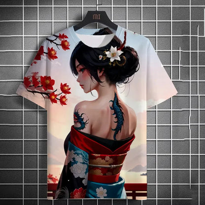 Japanese Anime Beauty 3D Print Sports Quick-dry Breathable Men T-shirt Elements Cute Outdoor Street Short-sleeve Clothing Summer