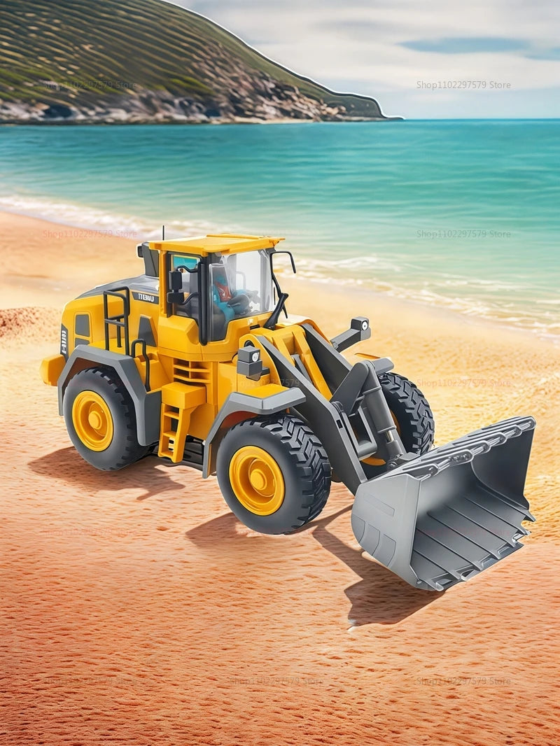 New Kids Remote Control Excavator Truck 4x4 Alloy Dump Loader Construction Vehicle Toy with Moving Parts Gift for Boys Girls